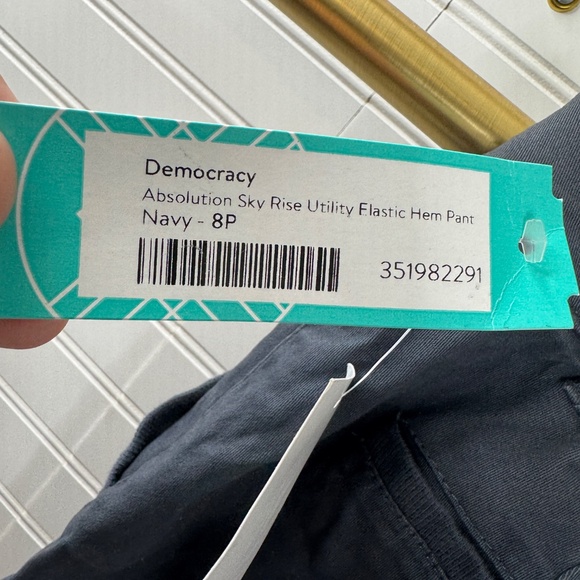 NEW Democracy Absolution Sky Rise Utility Elastic Hem Pant Navy Petite - Picture 7 of 13